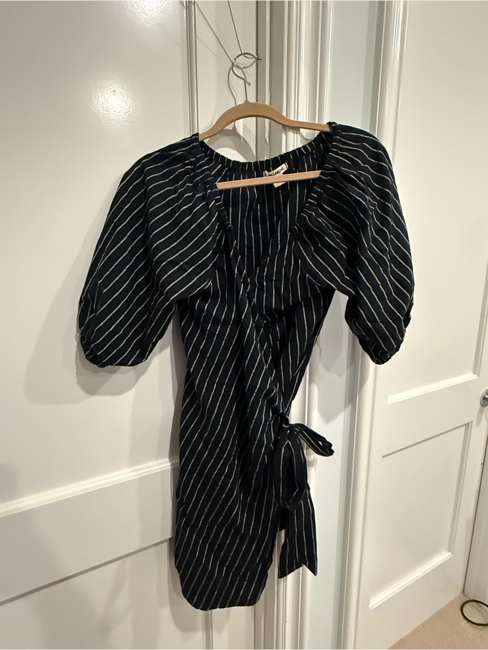 Billabong Black and White Striped Wrap Mini Dress